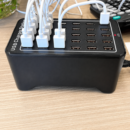 30-Port USB Charger Station with Intelligent Cooling | High-Power Charging for Homes and Offices