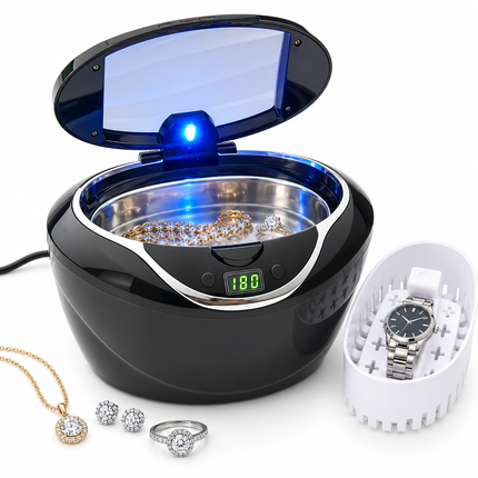 Ultrasonic Jewelry Cleaner, Professional Jewelry Cleaner with Timer and 25 oz Tank, Ring Cleaner Machine for Watches_02