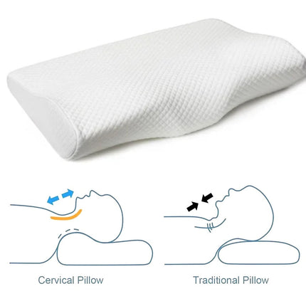 Memory Foam Neck Pillow with Breathable Cover, Single Pillow for the Bedroom, a Home Office or a Travel Bag