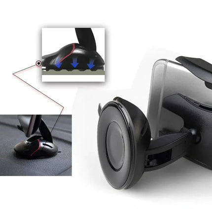 360 Rotating Car Phone Holder with Suction Base, One Click Foldable Dash Mount for All Mobile Phones