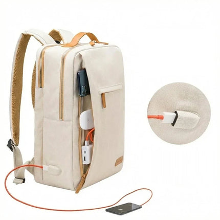Business Casual Backpack with Multiple Compartments, Everyday Bag in Light Gray, Light Beige, Burgundy or Dark Gray