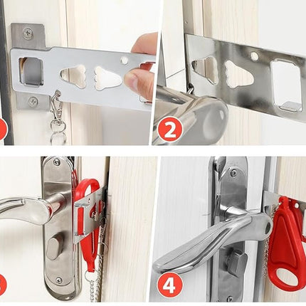 Portable Safety Door Lock with Adjustable Security Bar | Easy Installation for Enhanced Home Protection