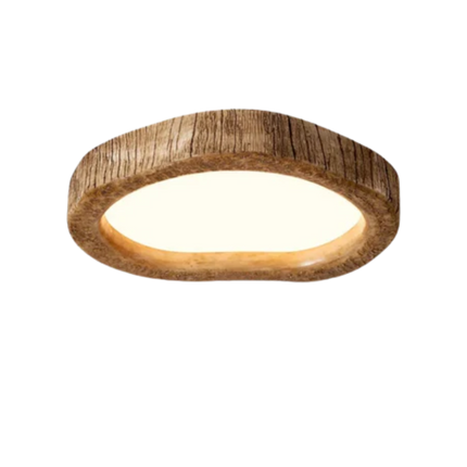 Rustic Wood-Inspired Ceiling Light with Energy-Efficient LED | Durable Resin Fixture for Cozy Indoor Illumination