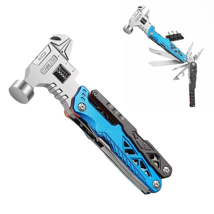 18-in-1 Hammer Multitool with Belt Sheath, Compact Tool with Screwdrivers and Bottle Opener for Home Repairs, Camping