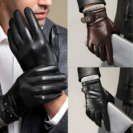Men's Touchscreen Winter Driving Gloves with Strap Closure | Stylish Warmth for Cold Days and Commuting