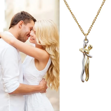 Hug Necklace for Women with Adjustable Chain, Hugging Couple Pendant Necklace for Girlfriend and Long Distance Gifts