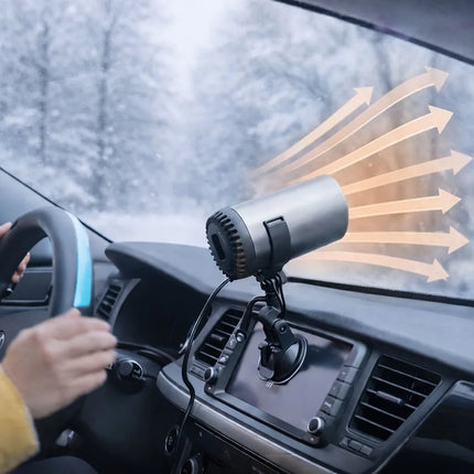 Car Windshield Defroster Fan 12 Volt with 360 Degree Rotating Suction Mount, Plug In Warm Air Heater for Frost
