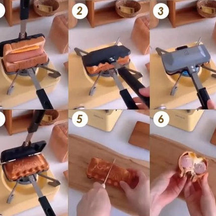 Non-Stick Sandwich Pan with Even Heat Grill Press and Corrugated Crimp Edge, Kitchen and Campfire Toastie Maker