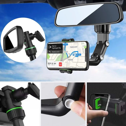 Phone Holder for Car Rearview Mirror with Adjustable Clip | Secure & Convenient Access