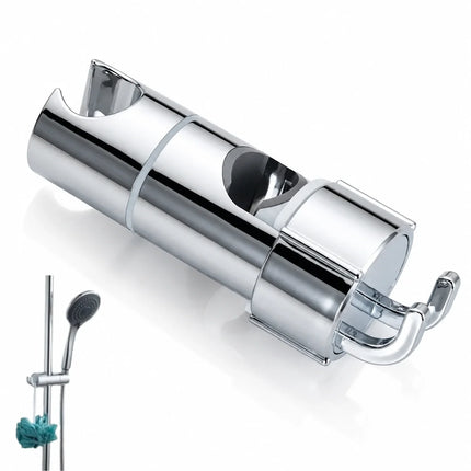 Shower Head Holder for Slide Rail with 360 Degree Rotation and Loofah Hook, Height Adjustable Handheld Shower Mount