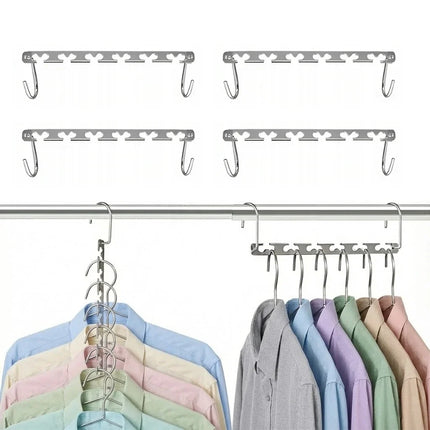Space Saving Cascading Hangers with Stainless Steel Finish, Vertical Closet Organizer Fits 3 Times More Clothes on One Rail