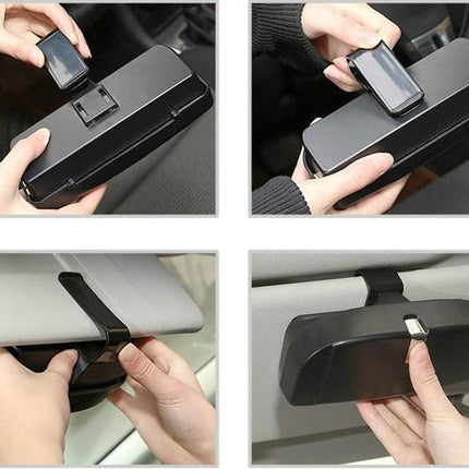 Car Visor Glasses Case with One Click Open Lid and Soft Lined Interior, 3 Colour Options, Holds Cards and Cash