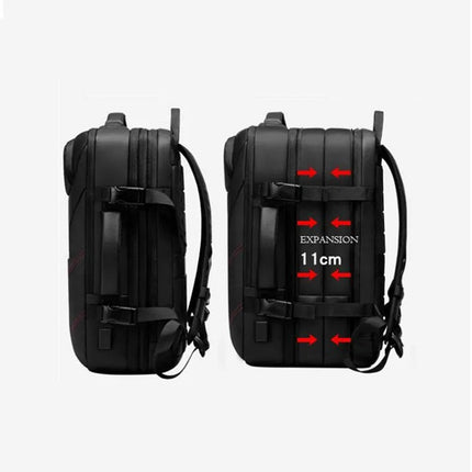 Expandable Travel Backpack with 4.3 Inch Expansion and USB Charging Port, Padded Laptop Bag for Work and Trips