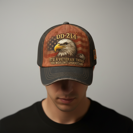 Veteran Baseball Cap with Embroidered Flag Design | Adjustable Vintage Hat for Everyday Comfort