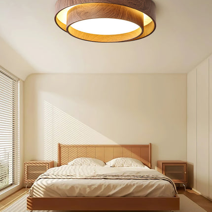 LED Ceiling Lamp with Walnut Finish for Soft Ambient Lighting | Modern Design for Living Spaces