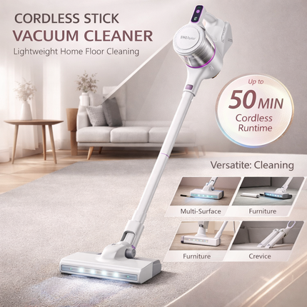 Cordless Stick Vacuum Cleaner with 15000 Pa Suction | Lightweight Multi-Surface Cleaning for Home and Carpets