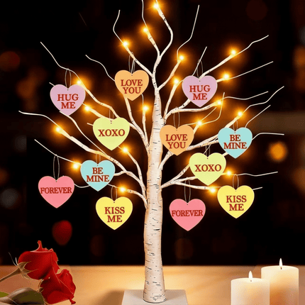 Lighted Valentine Tree with 24 LED Hearts | Adjustable Bonsai Style for Romantic Home Decor