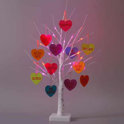 Lighted Valentine Tree with 24 LED Hearts | Adjustable Bonsai Style for Romantic Home Decor
