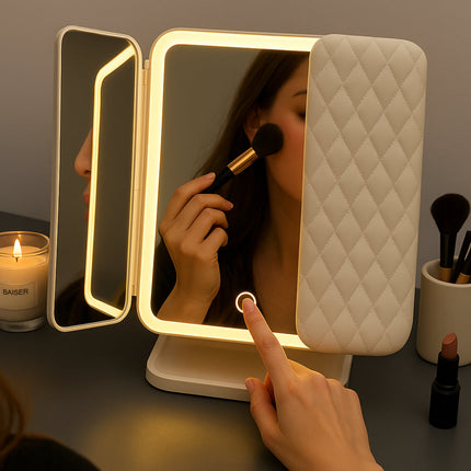LED Vanity Mirror with Adjustable Lighting & Foldable Design | 3 Lighting Modes for Perfect Grooming