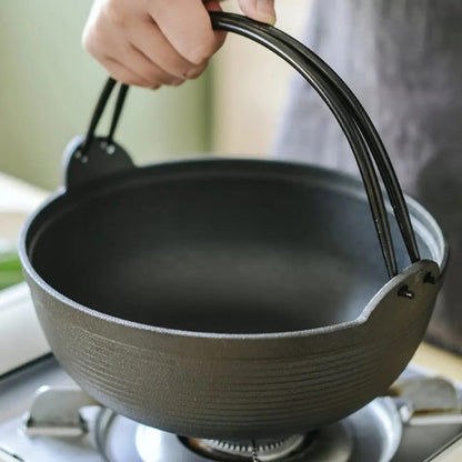 Versatile Cast Iron Wok Pan with Flat Bottom & Wooden Lid for Healthy Cooking 1