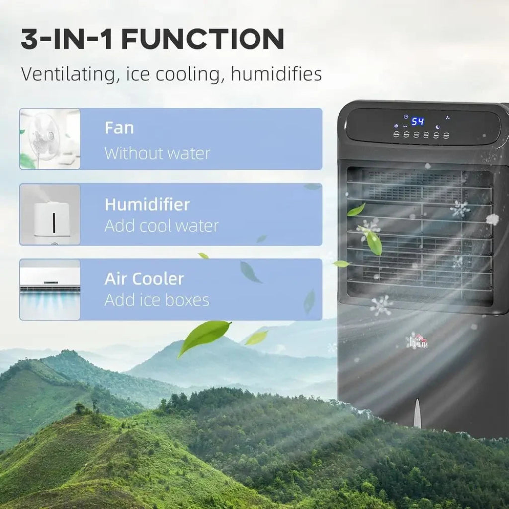 Versatile Portable Swamp Cooler | 3-in-1 Evaporative Cooling Fan with 12-Hour Timer for Efficient Comfort 3