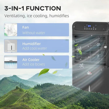 Versatile Portable Swamp Cooler | 3-in-1 Evaporative Cooling Fan with 12-Hour Timer for Efficient Comfort 3