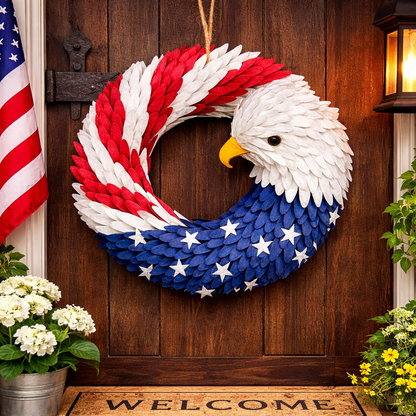 Veterans Eagle Wreath | Wooden Wall Art with Bold Design | Indoor & Outdoor Decor 0