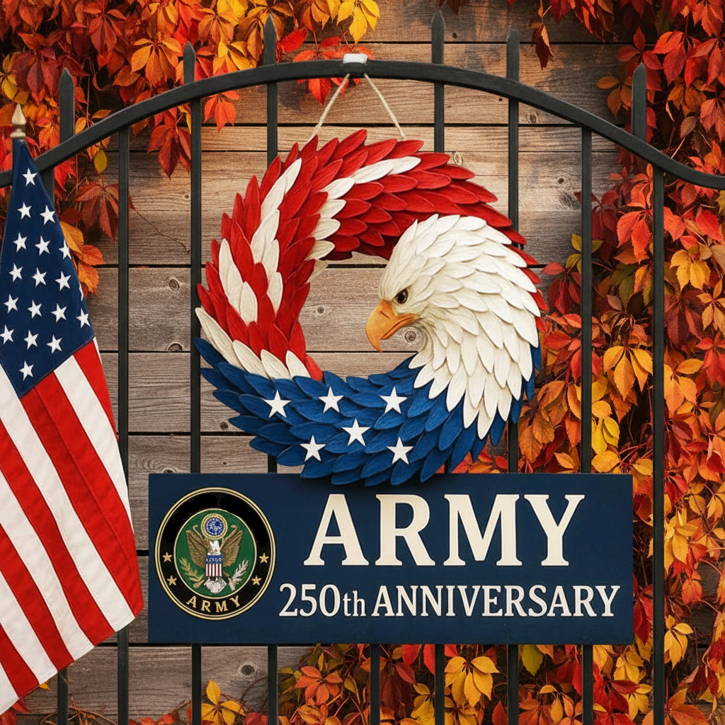 Veterans Eagle Wreath | Wooden Wall Art with Bold Design | Indoor & Outdoor Decor 2