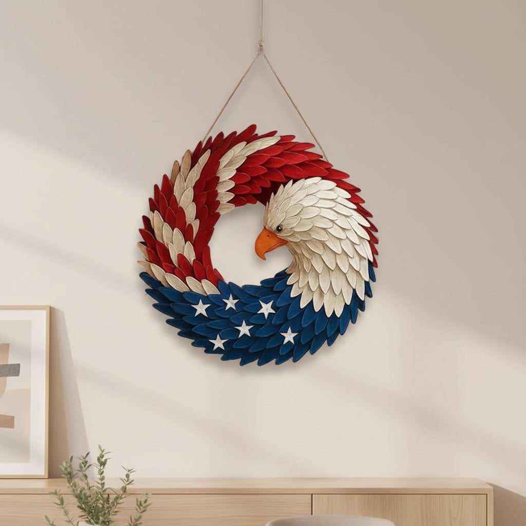 Veterans Eagle Wreath | Wooden Wall Art with Bold Design | Indoor & Outdoor Decor 3