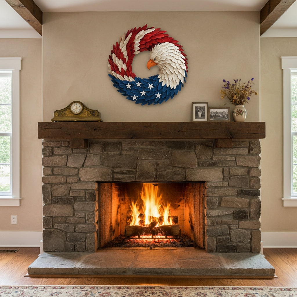 Veterans Eagle Wreath | Wooden Wall Art with Bold Design | Indoor & Outdoor Decor 4