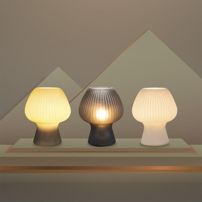 Vintage Charm | Table Lamp with Dimmable Glow & Ribbed Glass Design | Elegant Bedside Lighting for Cozy Spaces 1