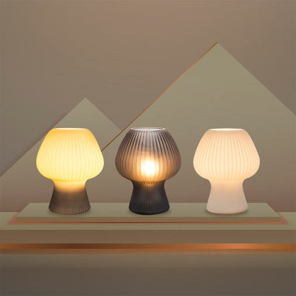 Vintage Charm | Table Lamp with Dimmable Glow & Ribbed Glass Design | Elegant Bedside Lighting for Cozy Spaces 1