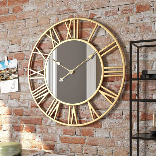 Vintage Metal Wall Clock | Large Wall Clock Decor with Mirror Finish | 39cm for Timeless Elegance 0