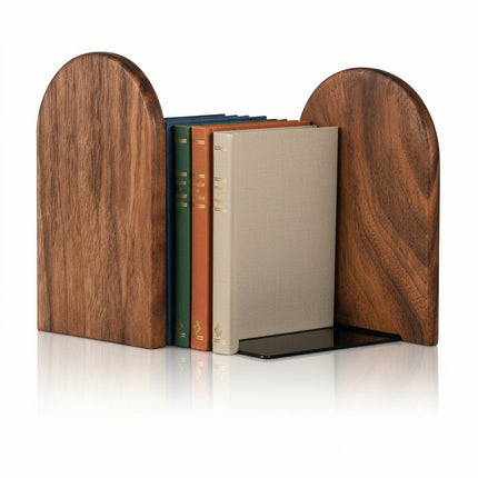 Wooden Bookends with Heavy Duty Design | Black Walnut Holders for Stable Desk Organization