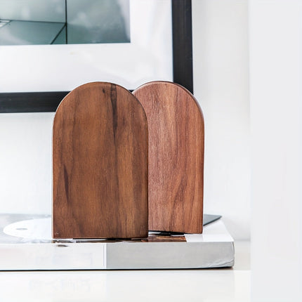 Wooden Bookends with Heavy Duty Design | Black Walnut Holders for Stable Desk Organization