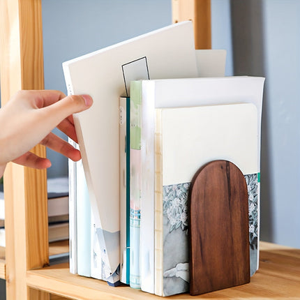 Wooden Bookends with Heavy Duty Design | Black Walnut Holders for Stable Desk Organization