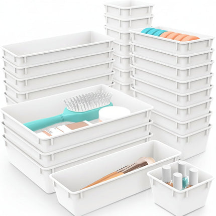 Plastic Drawer Organizer Set with 25 Trays for Flexible Storage | Clutter-Free Solution for Kitchen, Bathroom, and Office