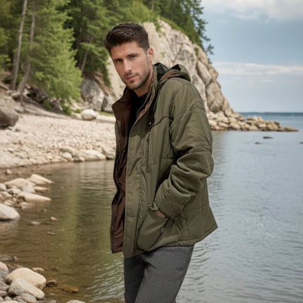 Men's Winter Jacket with Hood and Insulated Design | Windproof Coat for Cold Weather Comfort