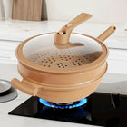 Chinese Wok for Stir Fry, Nonstick Wok Pan with Steamer Basket and Lid, 12 Inch Induction Wok for Gas Stove_00