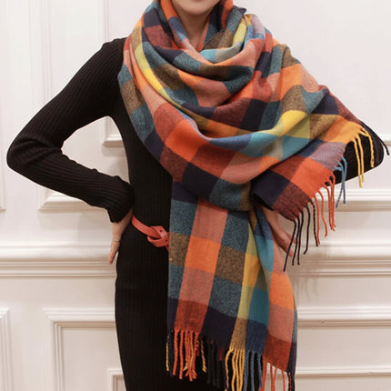 Plaid Winter Scarf with Soft Polyester Fabric | Warm and Lightweight Wrap for Cold Weather Comfort