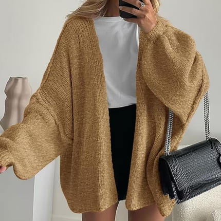 Oversized Open Front Cardigan with Lantern Sleeves | Stylish and Comfortable Layering for Fall and Winter