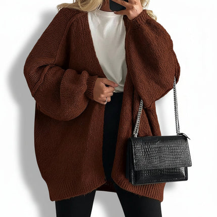 Oversized Open Front Cardigan with Lantern Sleeves | Stylish and Comfortable Layering for Fall and Winter