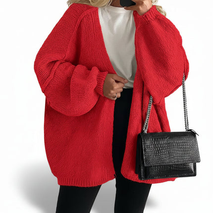 Oversized Open Front Cardigan with Lantern Sleeves | Stylish and Comfortable Layering for Fall and Winter