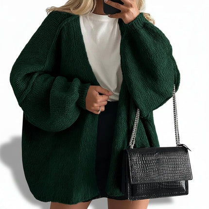 Oversized Open Front Cardigan with Lantern Sleeves | Stylish and Comfortable Layering for Fall and Winter