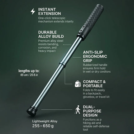 Telescopic Hiking Pole with Anti-Slip Handle | Lightweight Support for Walking and Self-Defense