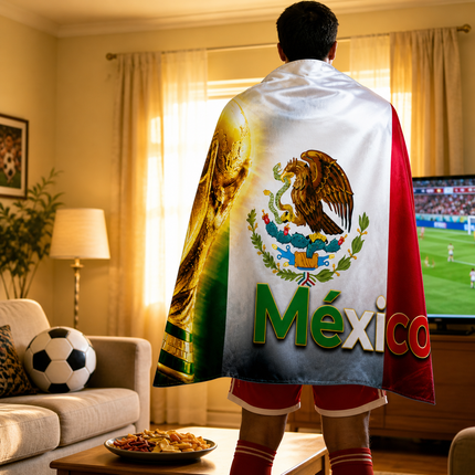 Wall Banner Soccer Cape with Mexico Flag Design | Versatile Fan Decoration for Game Day Celebrations