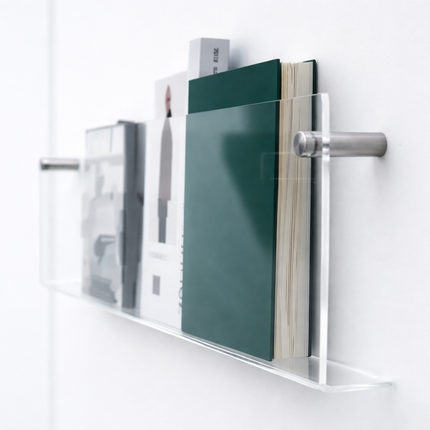 Acrylic Wall Shelf Storage Organizer with Space-Saving Design | Clear Display for Magazines and Books