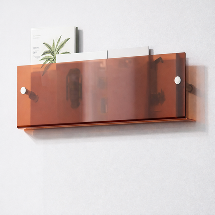 Acrylic Wall Shelf Storage Organizer with Space-Saving Design | Clear Display for Magazines and Books