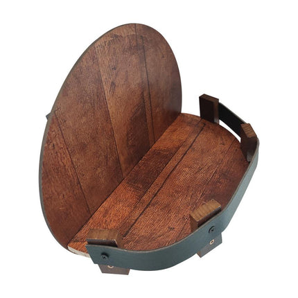 Wall Shelf Barrel Timber Display Unit with Curved Design | Round Wall-Mounted Organizer for Bottles and Decor