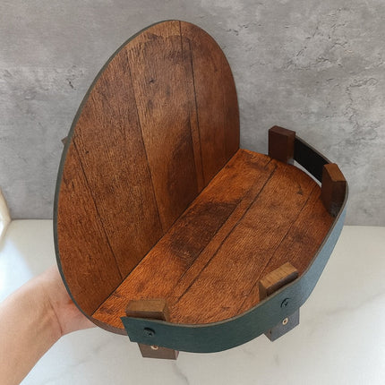Wall Shelf Barrel Timber Display Unit with Curved Design | Round Wall-Mounted Organizer for Bottles and Decor